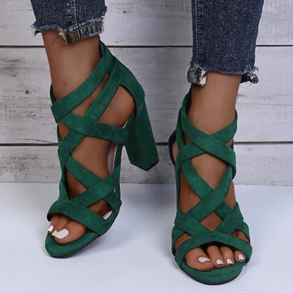 Trendy Women's Gladiator Sandals With Straps And Block Heel