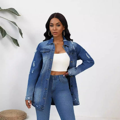 Elena | Oversized Denim Jacket with Vintage Look