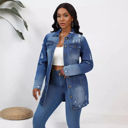 Elena | Oversized Denim Jacket with Vintage Look