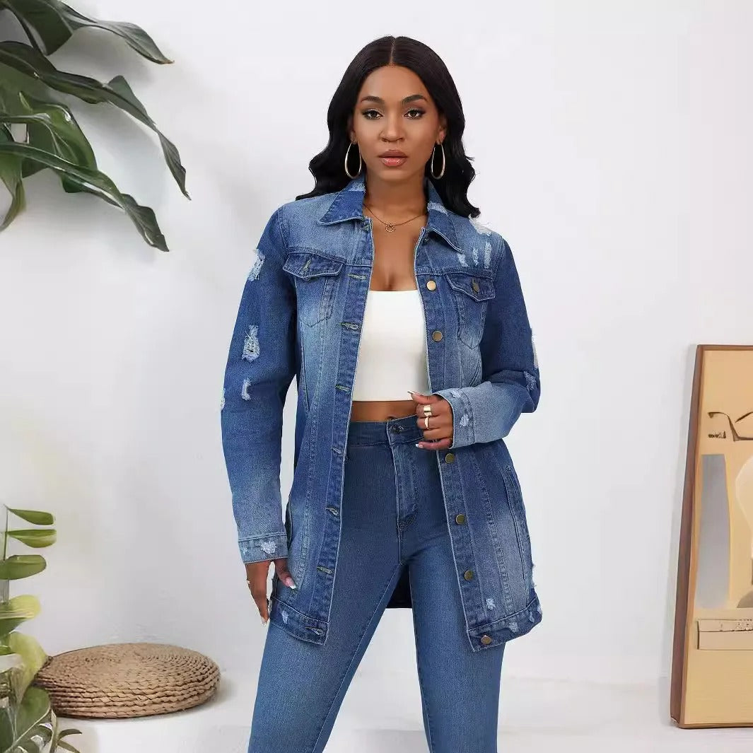 Elena | Oversized Denim Jacket with Vintage Look