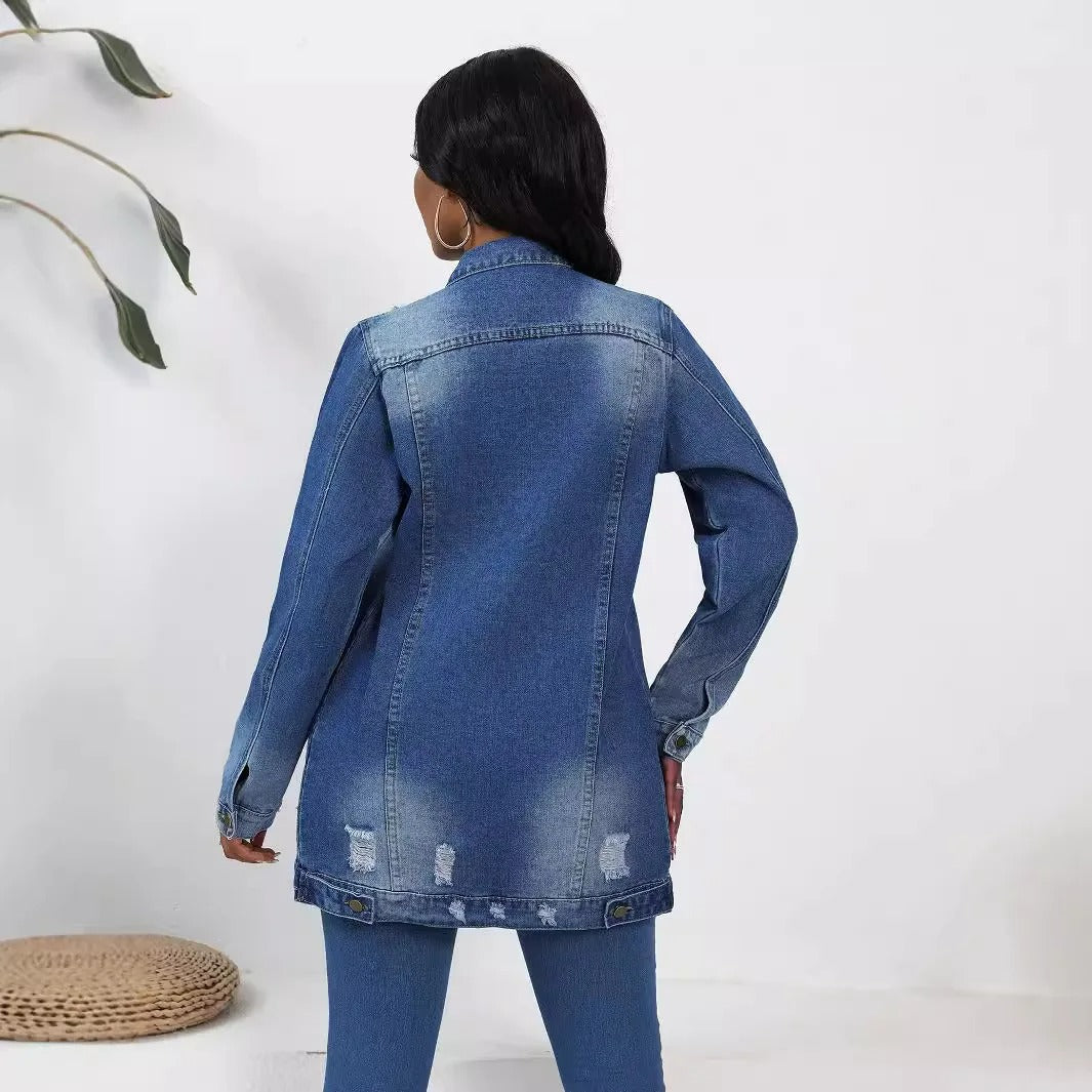 Elena | Oversized Denim Jacket with Vintage Look