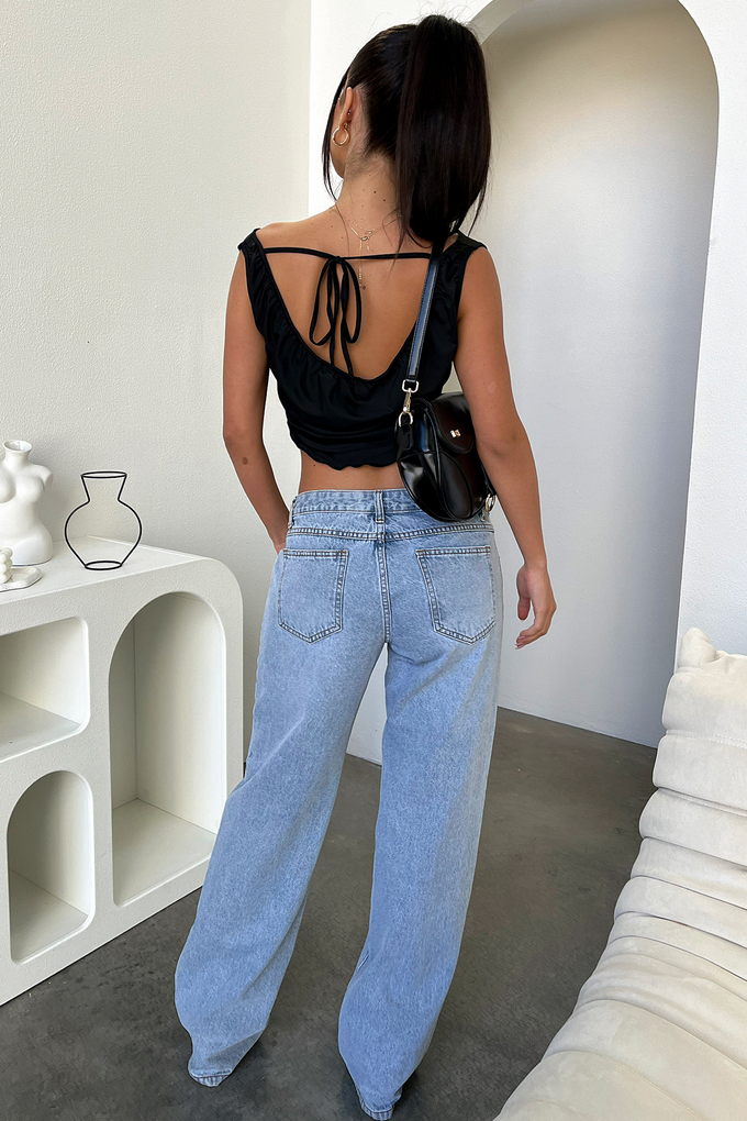 Kadi | Light Blue Wide-Leg Jeans with Low Waist