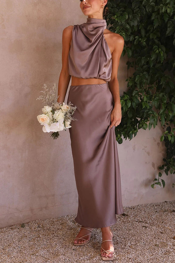 Olena | Elegant Two-Piece Ladies Set of Top and Maxi Skirt