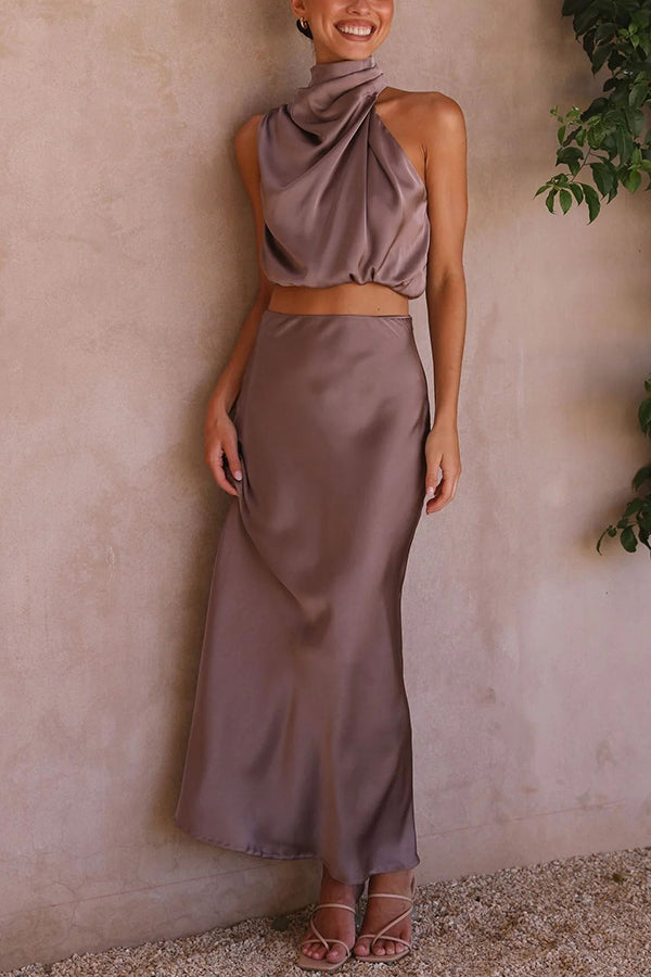Olena | Elegant Two-Piece Ladies Set of Top and Maxi Skirt