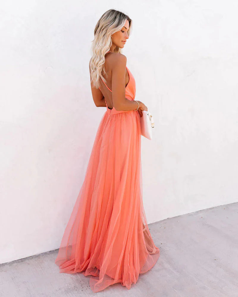 Luxury Women's Maxi Gala Dress with Spaghetti Straps