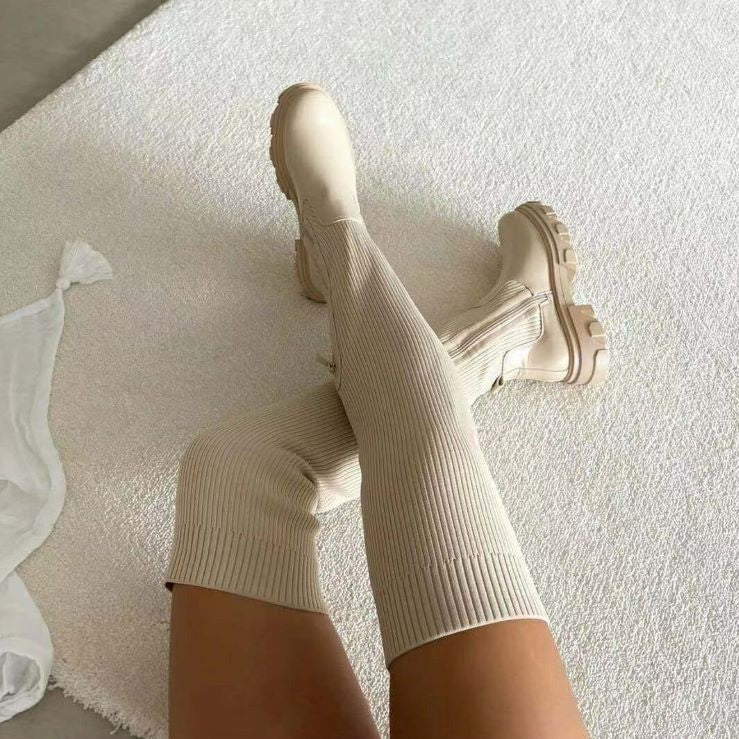 Trendy Stylish Women's Knee-High Boots with Zipper