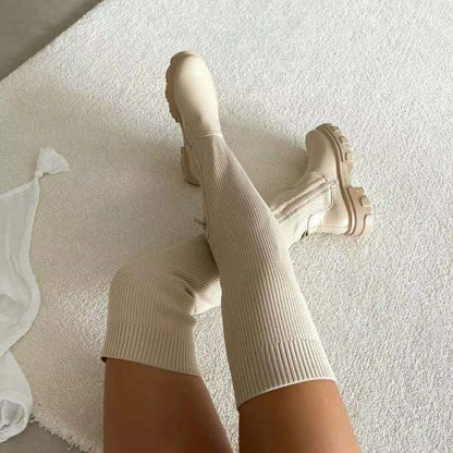 Trendy Stylish Women's Knee-High Boots with Zipper