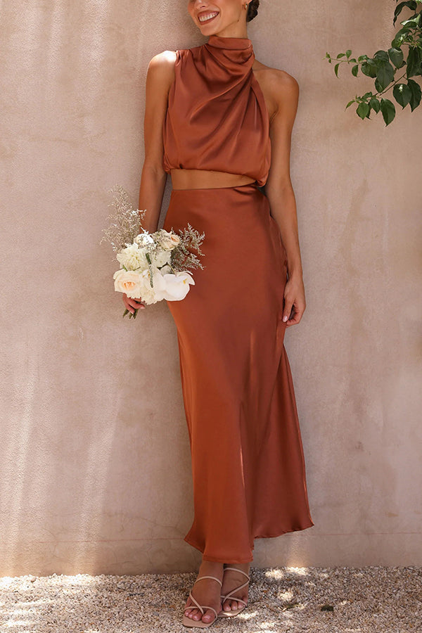 Olena | Elegant Two-Piece Ladies Set of Top and Maxi Skirt