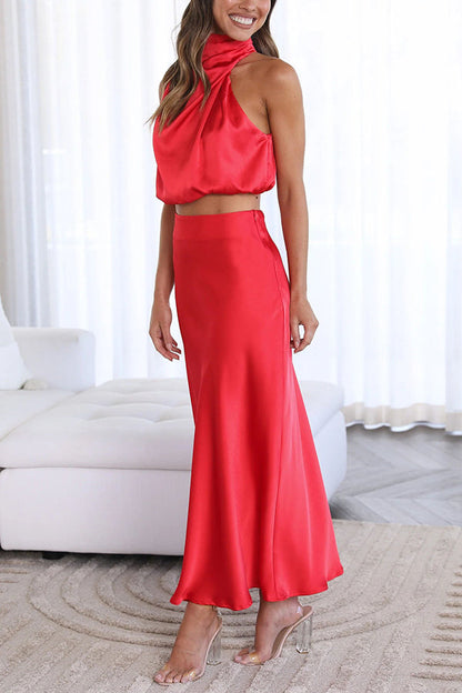 Olena | Elegant Two-Piece Ladies Set of Top and Maxi Skirt