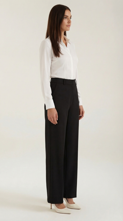Comfortable Women's Trousers With High Waist And Wide Legs