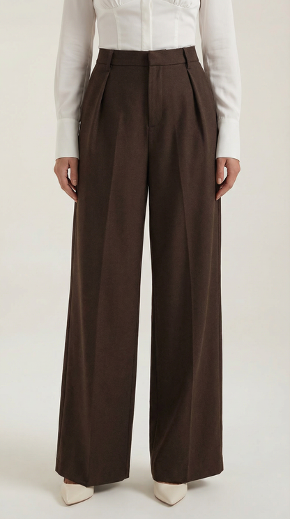 Comfortable Women's Trousers With High Waist And Wide Legs
