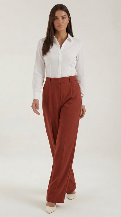 Comfortable Women's Trousers With High Waist And Wide Legs