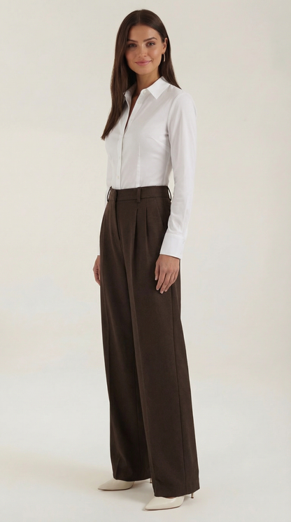 Comfortable Women's Trousers With High Waist And Wide Legs