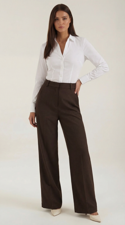 Comfortable Women's Trousers With High Waist And Wide Legs