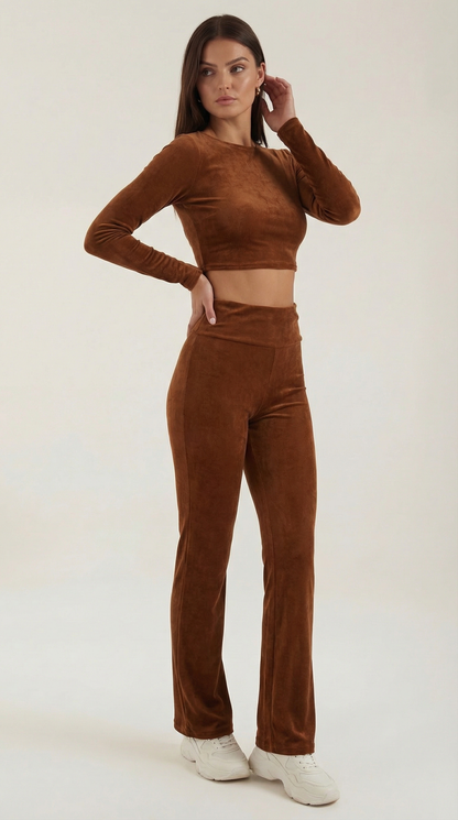 Trendy Co-Ord Set For Women With Crop Top And Flared Pants