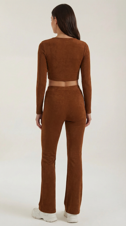 Trendy Co-Ord Set For Women With Crop Top And Flared Pants