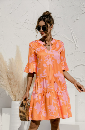 Summer Women's Party Mini Dress with Long Sleeves and Waist