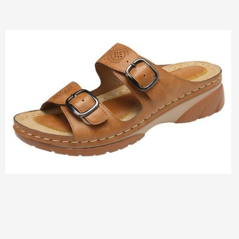 Orthopedic Women's Leather Sandals With Adjustable Buckles