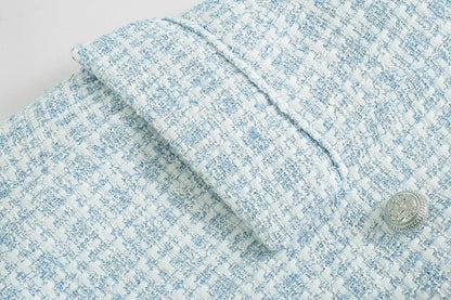 Stylish Light Blue Women's Blazer with Button Closure