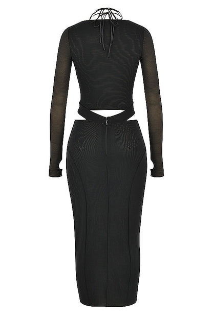 Teila | Cut-Out Bodycon Dress with Mesh Sleeves