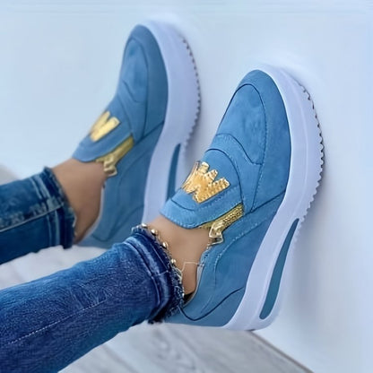 Margy | Women's Slip-On Sneakers with Gold Zipper Detail and Elevated Sole