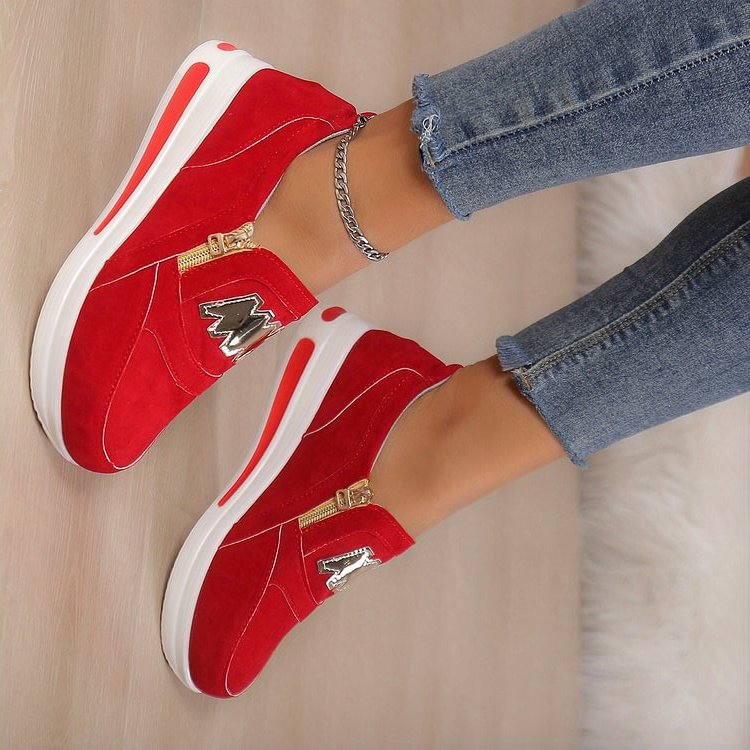 Margy | Women's Slip-On Sneakers with Gold Zipper Detail and Elevated Sole
