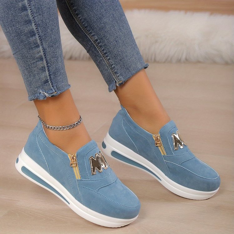 Margy | Women's Slip-On Sneakers with Gold Zipper Detail and Elevated Sole