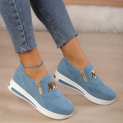 Margy | Women's Slip-On Sneakers with Gold Zipper Detail and Elevated Sole