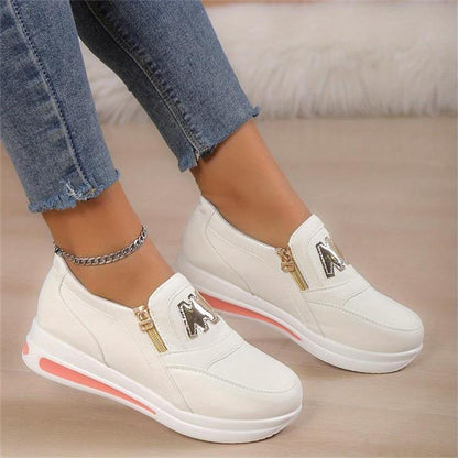 Margy | Women's Slip-On Sneakers with Gold Zipper Detail and Elevated Sole