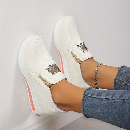 Margy | Women's Slip-On Sneakers with Gold Zipper Detail and Elevated Sole