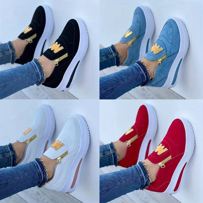 Margy | Women's Slip-On Sneakers with Gold Zipper Detail and Elevated Sole