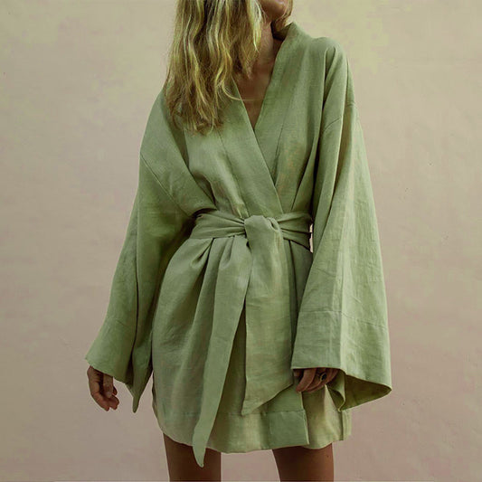 Shazmin | Bohemian Linen Kimono Women's Dress