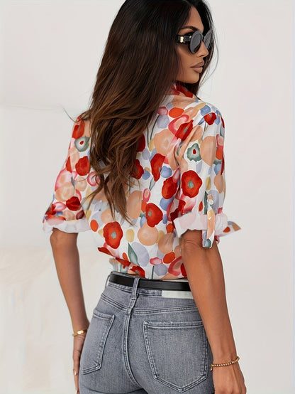 Pathy| Cotton Floral Blouse with Watercolor Print