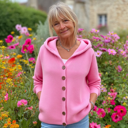 Stylish Cardigan with Hood and Button Closure for Women