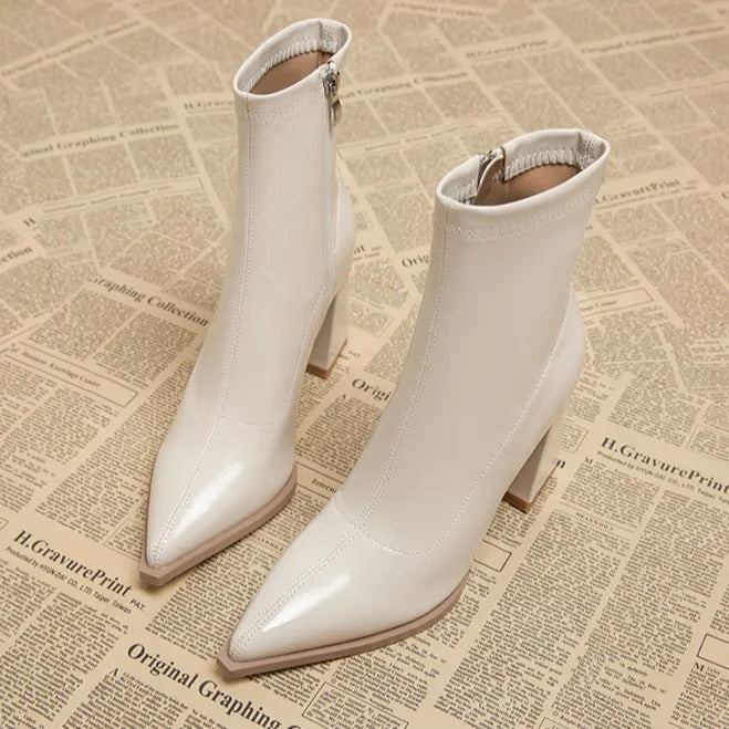 Luxury Ankle Boots With Pointed Toe And Block Heel For Women