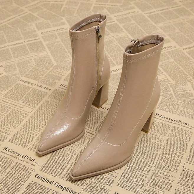 Luxury Ankle Boots With Pointed Toe And Block Heel For Women