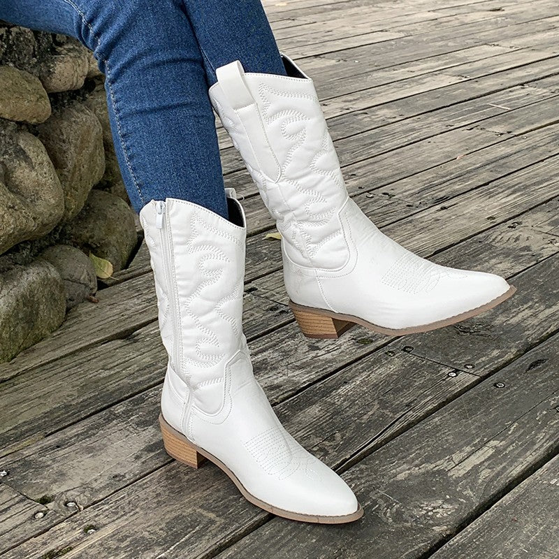 Luce | Metallic Western Ankle Boots with Heel