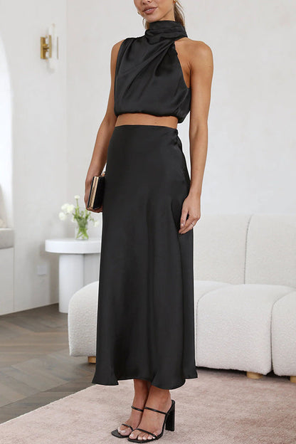 Olena | Elegant Two-Piece Ladies Set of Top and Maxi Skirt