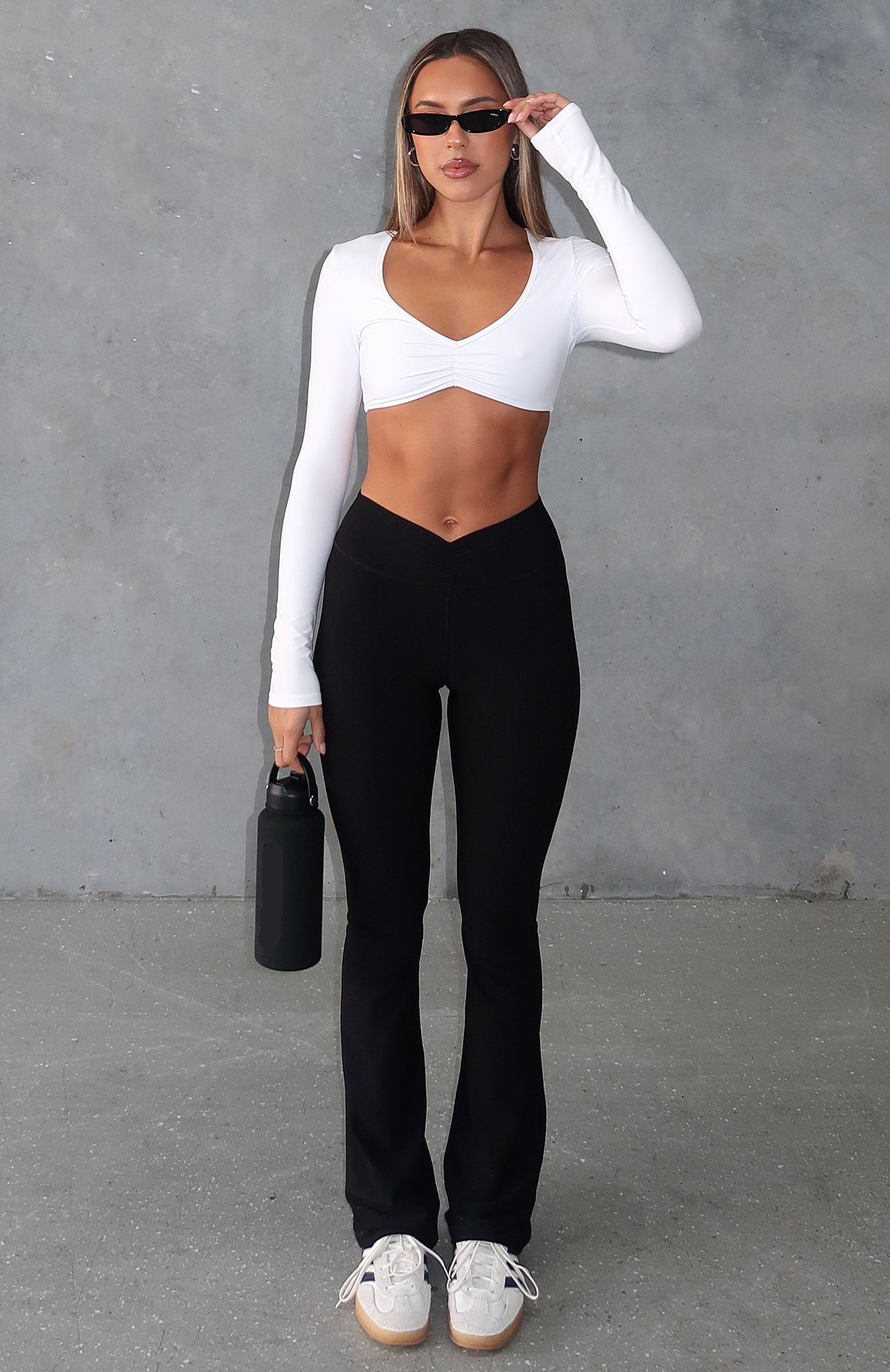 Stylish Black Women's Flared Leggings With High Waist