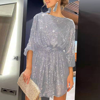 Lacie | Oversized Sequin Dress with Asymmetric Detail