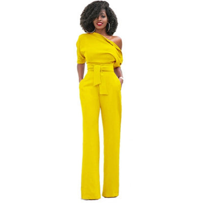 Fely | Elegant One-Shoulder Jumpsuit with Wide Legs