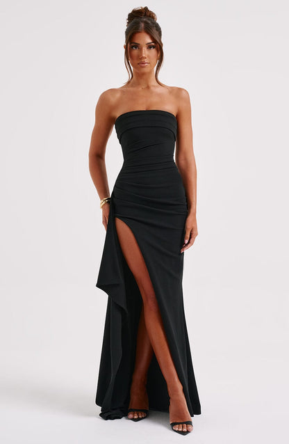 Belle | Strapless Evening Dress with High Slit Gala Dress